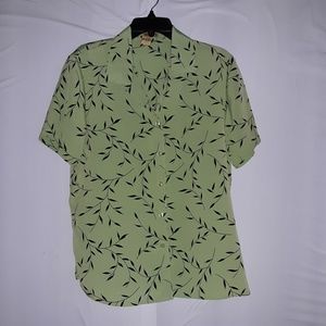 🎃Notations button up green and black top